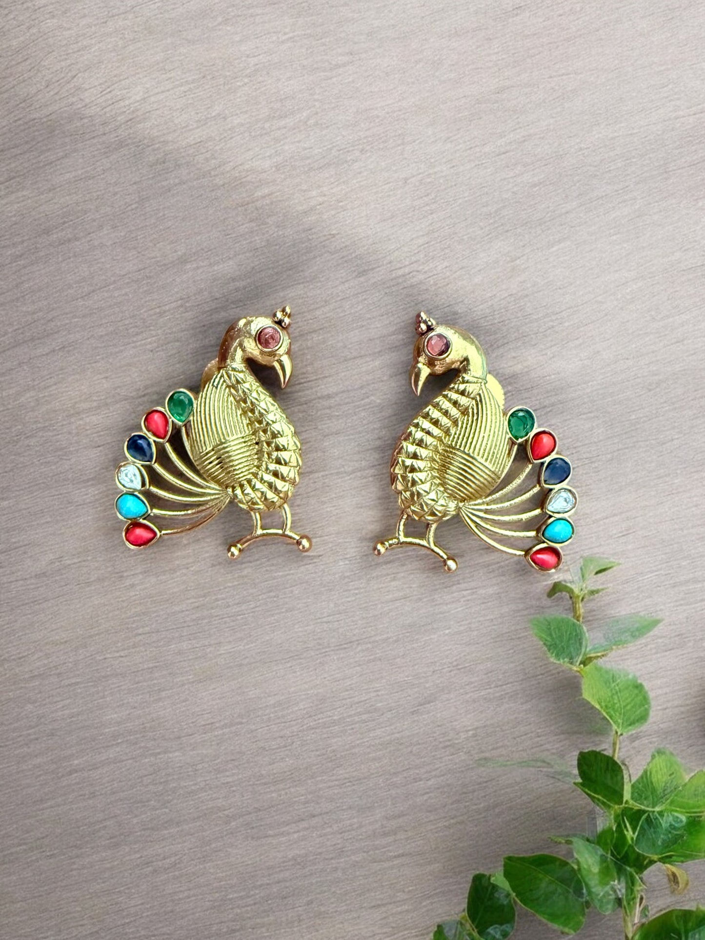 Majestic Peacock Motif Hasli Set with Enamel Accents