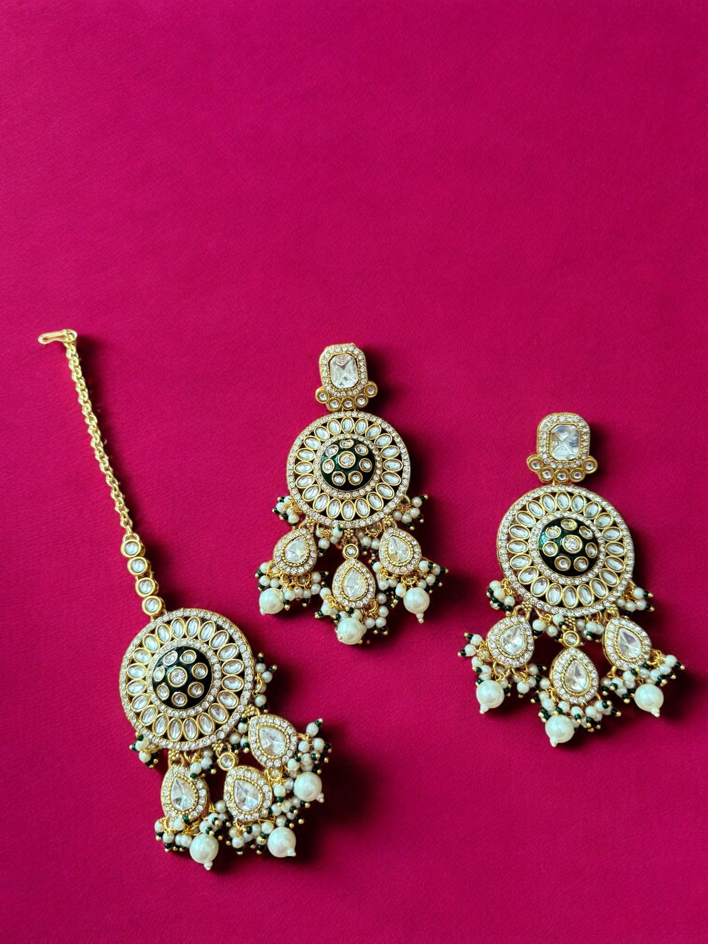 Royal Polki Pearl Bridal Set with Kundan & Stones