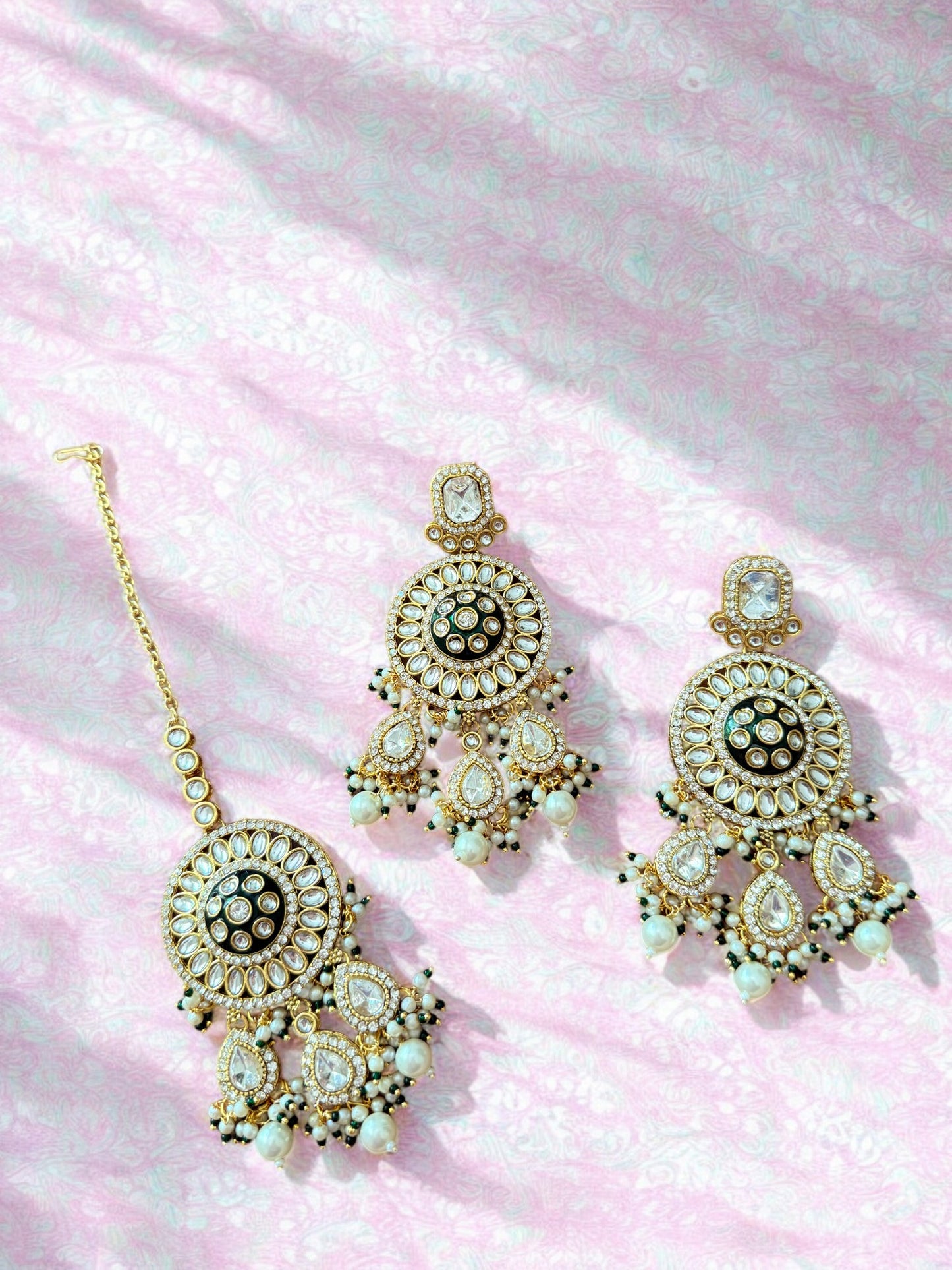 Royal Polki Pearl Bridal Set with Kundan & Stones