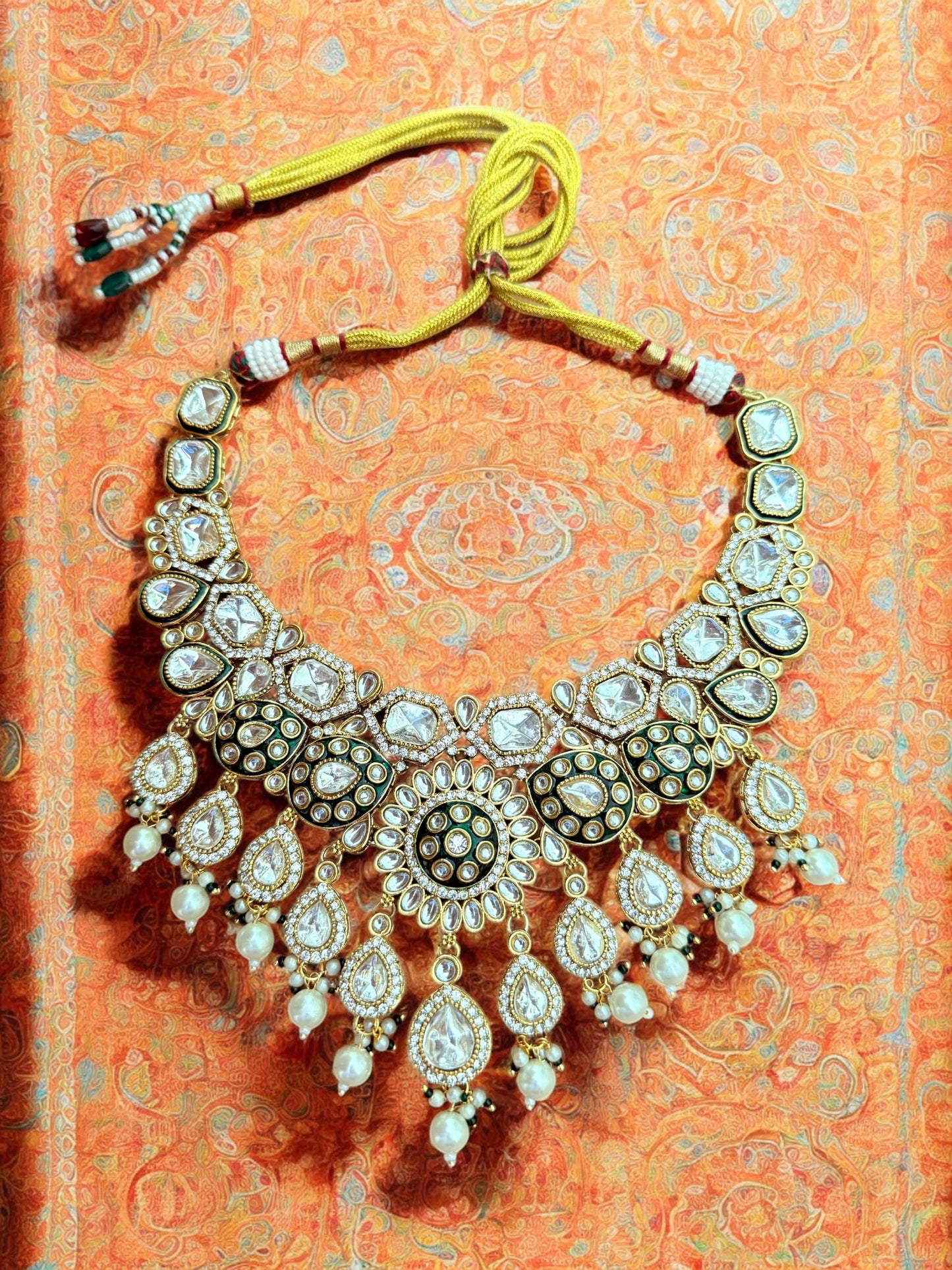 Royal Polki Pearl Bridal Set with Kundan & Stones
