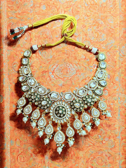 Royal Polki Pearl Bridal Set with Kundan & Stones