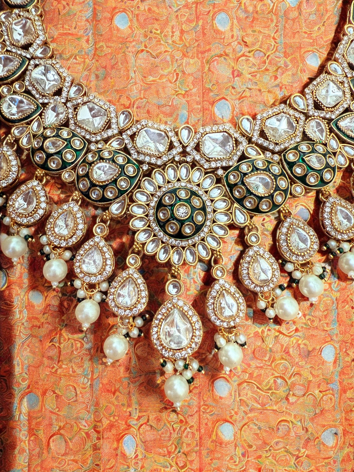 Royal Polki Pearl Bridal Set with Kundan & Stones