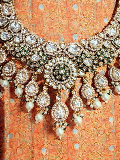 Royal Polki Pearl Bridal Set with Kundan & Stones