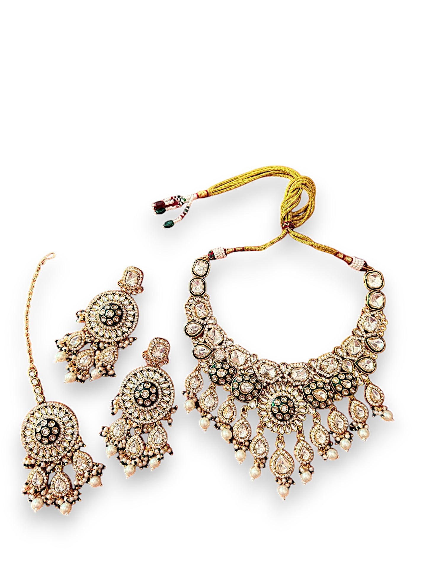 Royal Polki Pearl Bridal Set with Kundan & Stones