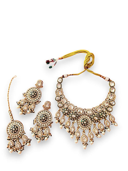 Royal Polki Pearl Bridal Set with Kundan & Stones