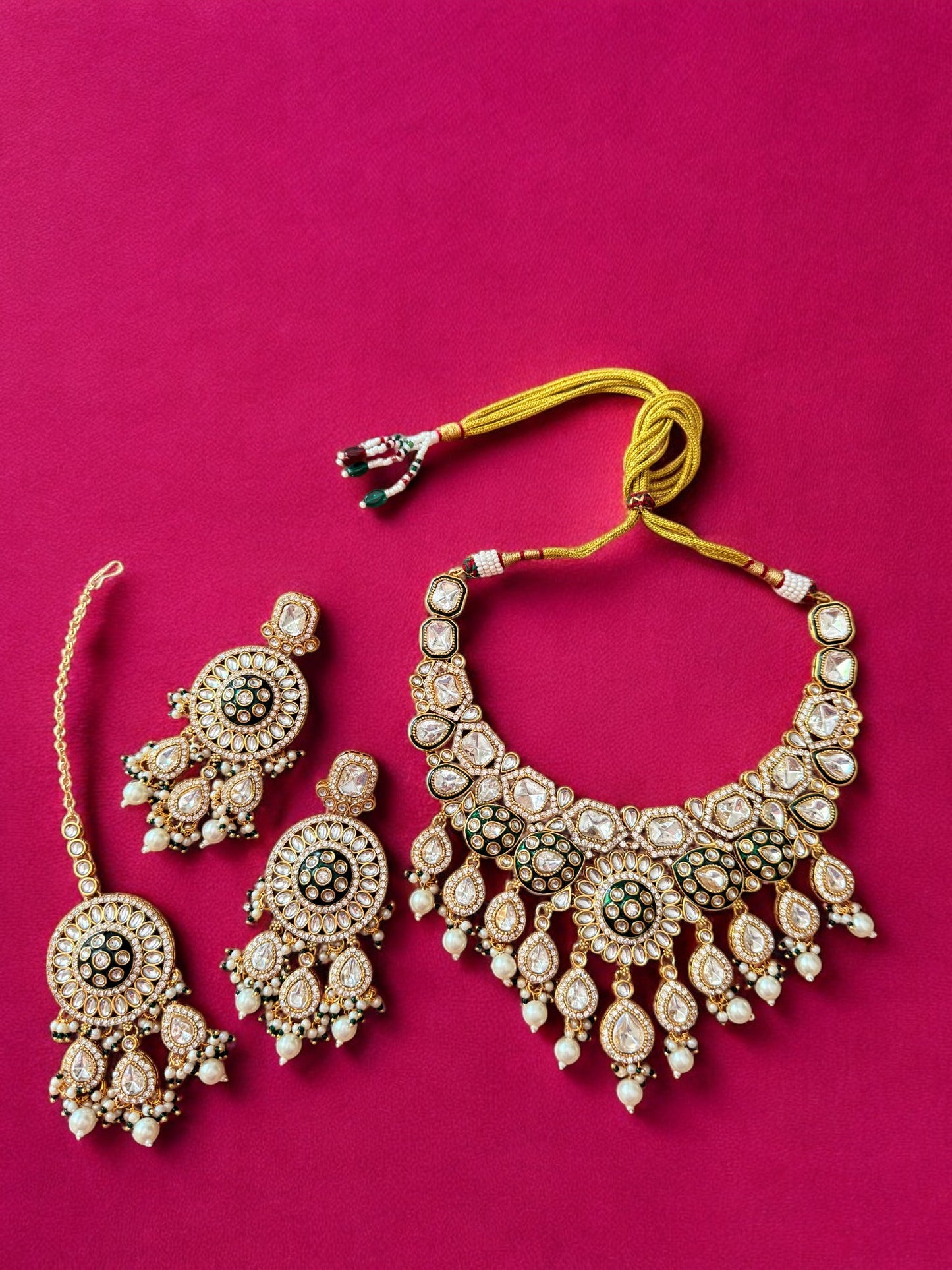 Royal Polki Pearl Bridal Set with Kundan & Stones