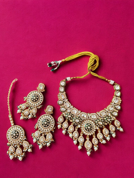 Royal Polki Pearl Bridal Set with Kundan & Stones