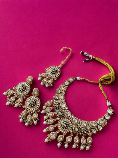 Royal Polki Pearl Bridal Set with Kundan & Stones