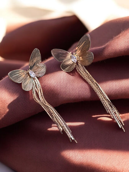 Anti Tarnish Butterfly Shaped Gold Earrings