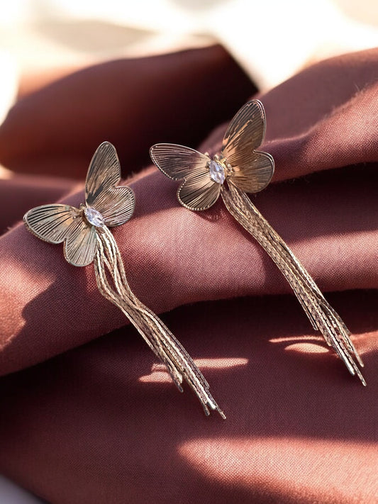 Anti Tarnish Butterfly Shaped Gold Earrings