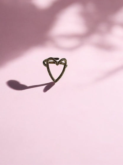 Delicate Open-Heart Gold Ring
