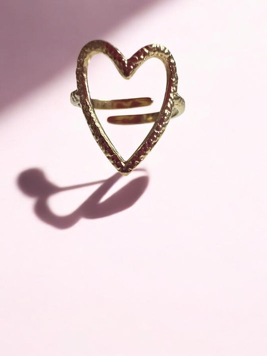 Delicate Open-Heart Gold Ring