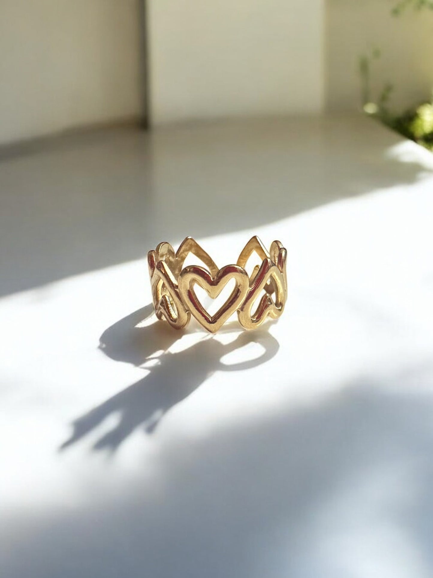 Golden Heart Link Ring
