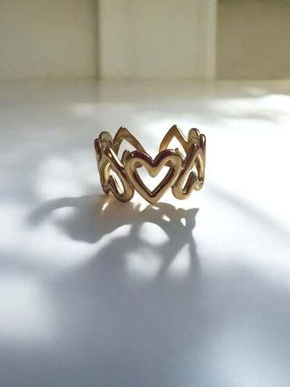 Golden Heart Link Ring