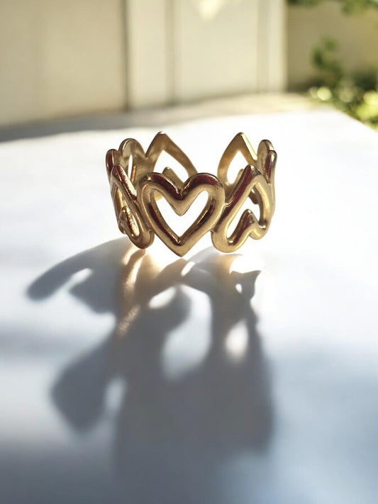 Golden Heart Link Ring