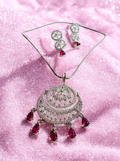 Rhodium Plated Premium Design Pendant Set