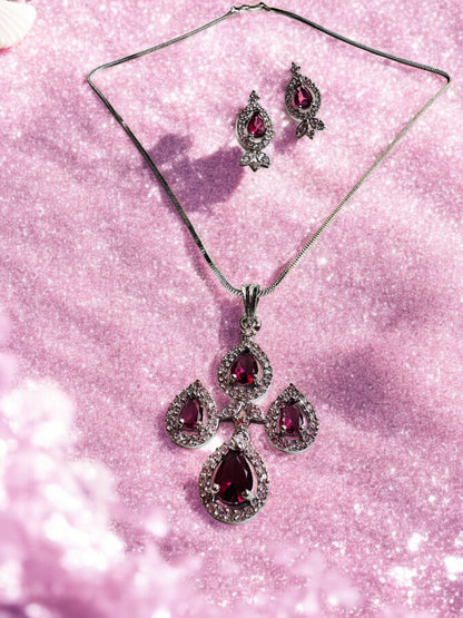 Rhodium Plated Elegant Necklace Set