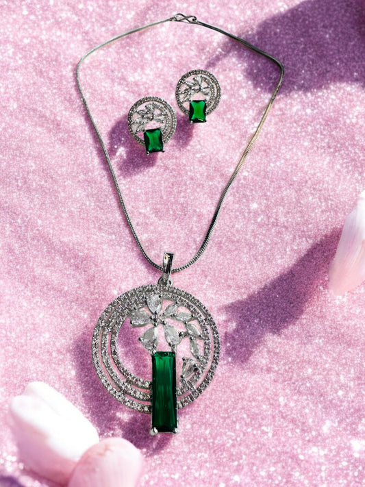 Rhodium Plated Premium Pendant Set