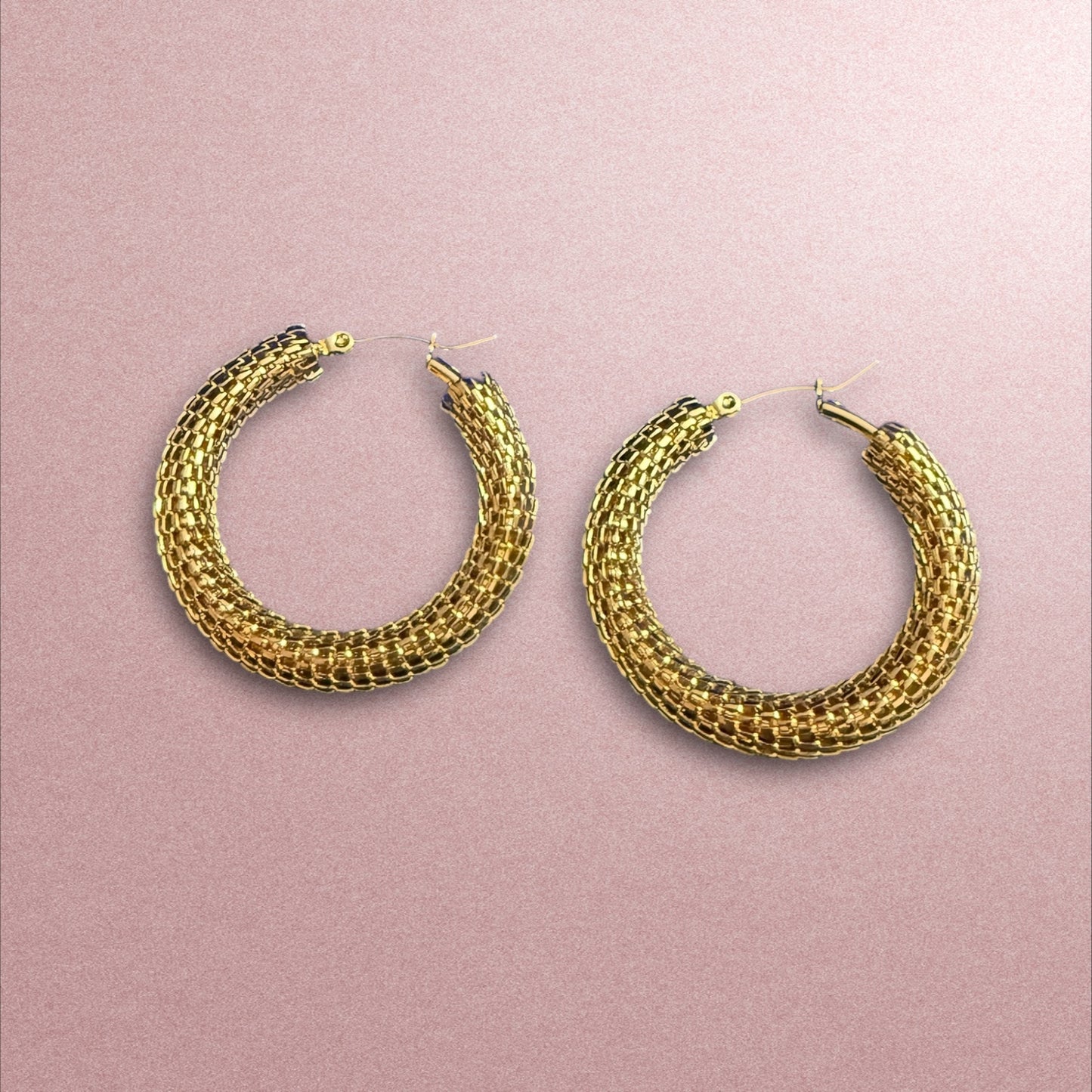Golden Glamour: Textured Hoop Earrings for a Bold Statement