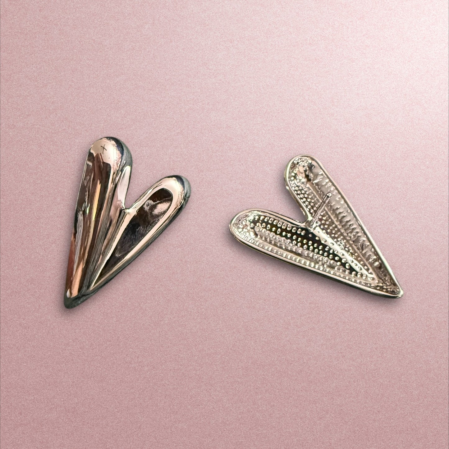 Sculpted Love: Modern Metallic Heart Earrings