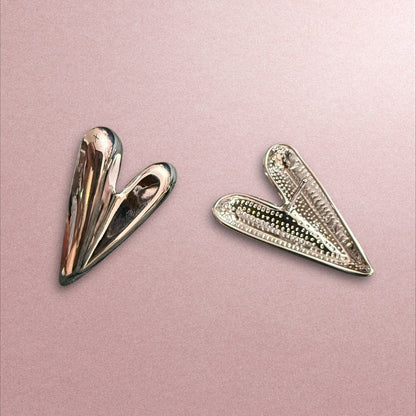 Sculpted Love: Modern Metallic Heart Earrings