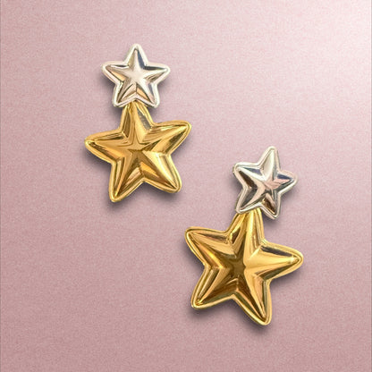 Shine Bright: Elegant Dual-Tone Star Earrings for a Stellar Look