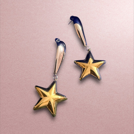 Celestial Glow: Gold Star Drop Earrings