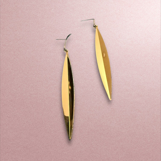 Sleek & Chic: Gold Leaf Drop Earrings