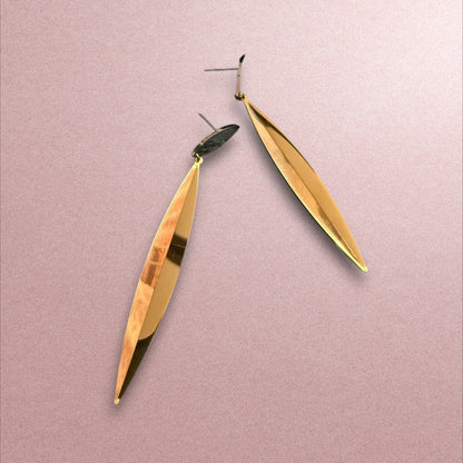 Sleek & Chic: Gold Leaf Drop Earrings