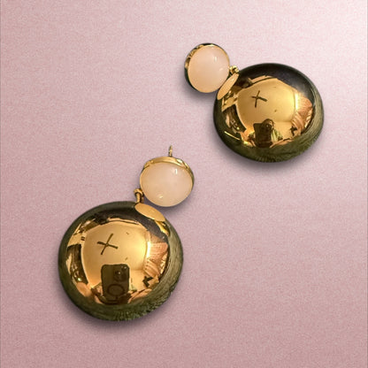 Golden Orbit: Bold Spherical Statement Earrings