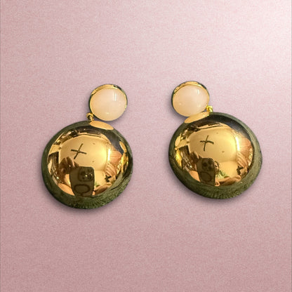 Golden Orbit: Bold Spherical Statement Earrings