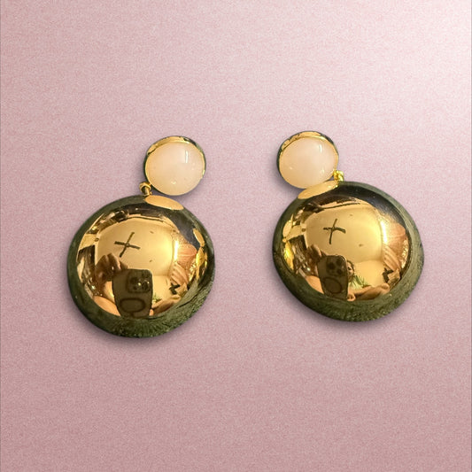 Golden Orbit: Bold Spherical Statement Earrings