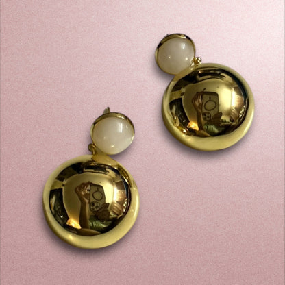 Golden Orbit: Bold Spherical Statement Earrings