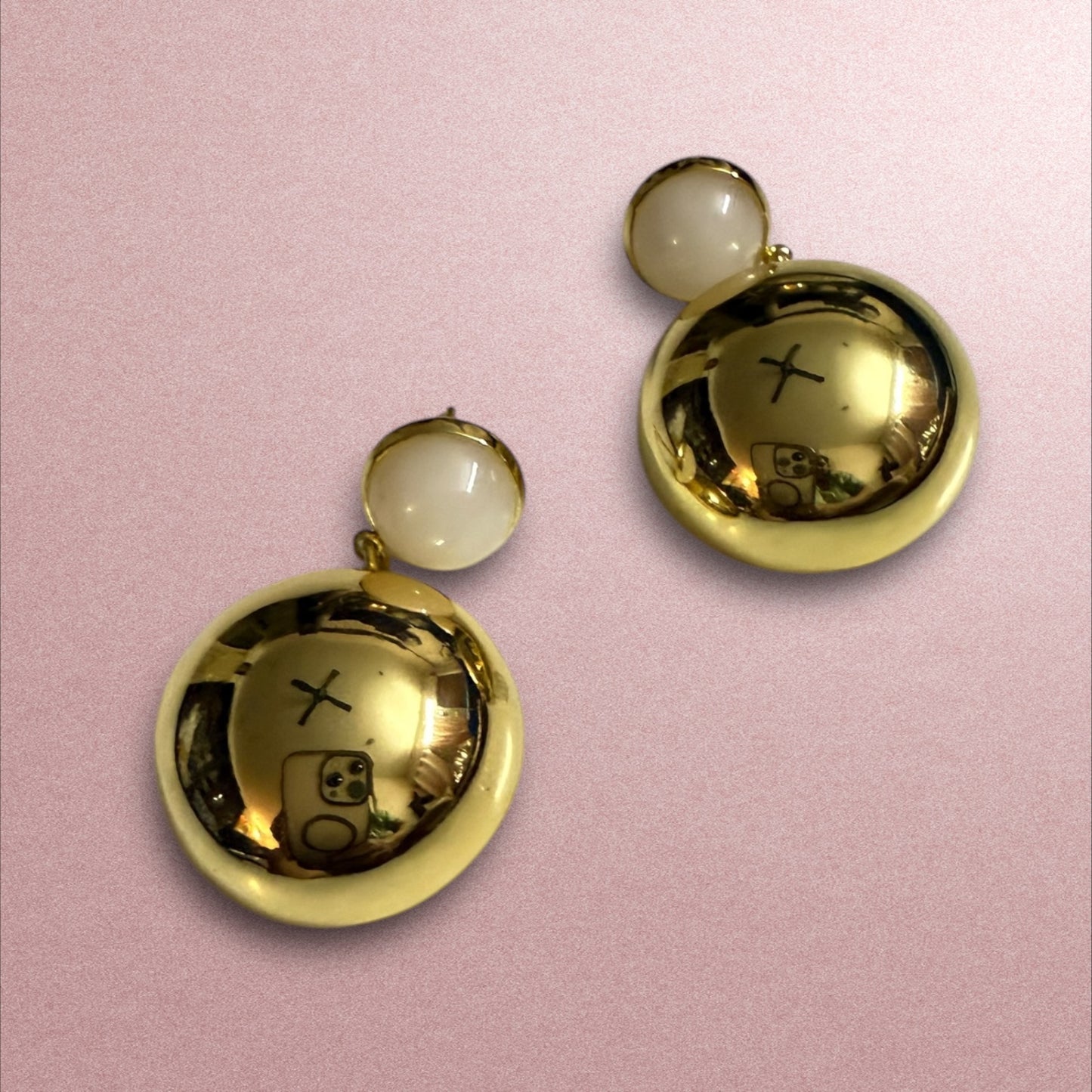 Golden Orbit: Bold Spherical Statement Earrings