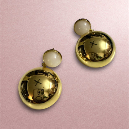 Golden Orbit: Bold Spherical Statement Earrings