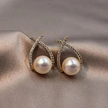 Luxurious Pearl and Diamond Accent Earrings