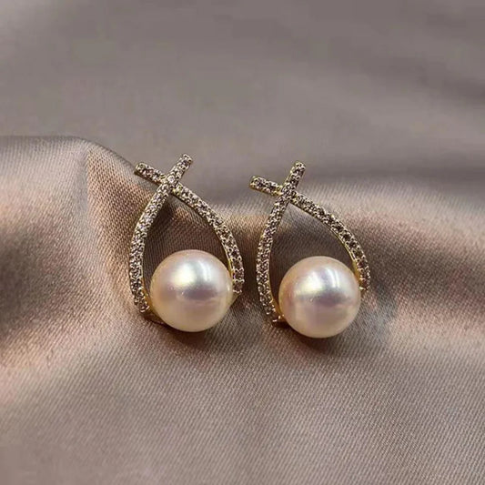 Luxurious Pearl and Diamond Accent Earrings