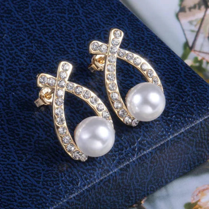 Luxurious Pearl and Diamond Accent Earrings