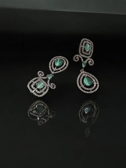 Premium Rhodium Plated Stone Studded Necklace Set