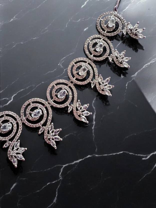 Rhodium Plated Silver Necklace Set