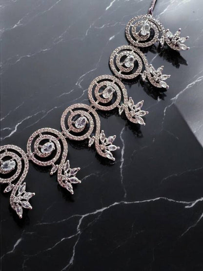 Rhodium Plated Silver Necklace Set