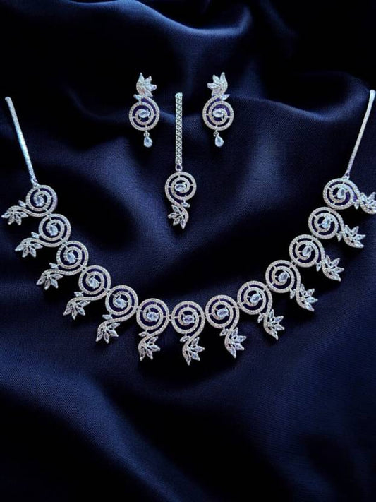 Rhodium Plated Silver Necklace Set
