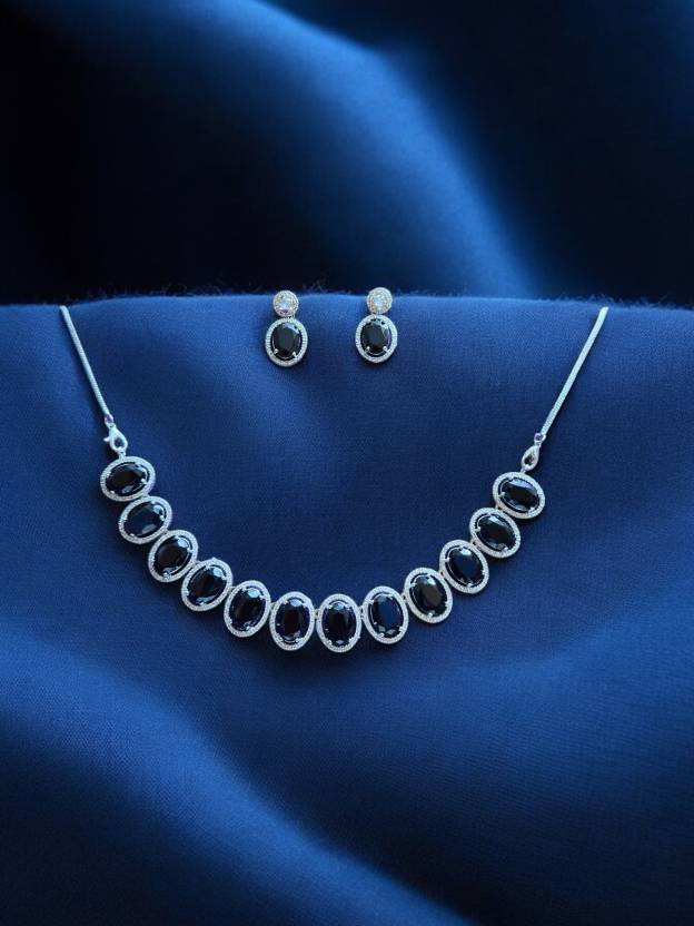 Rhodium Plated Silver Black Jewel Set 