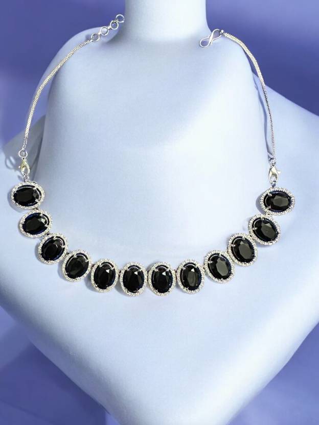 Rhodium Plated Silver Black Jewel Set 