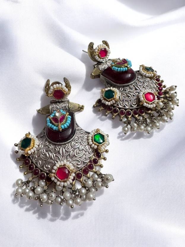 Jadau Pachi Kundan Bridal Earrings Alloy Drops & Danglers