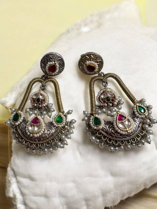 Jadau Pachi Kundan Bridal Earrings Alloy Drops & Danglers