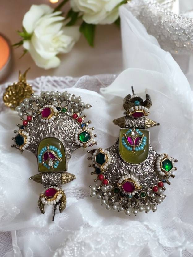 Jadau Pachi Kundan Bridal Earrings Alloy Drops & Danglers