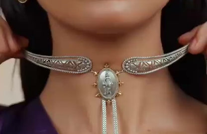 Divine Grace Oxidized Temple Pendant Set with Ring